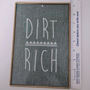 Metal/laminate Teal/white letters gold border Garden Sign